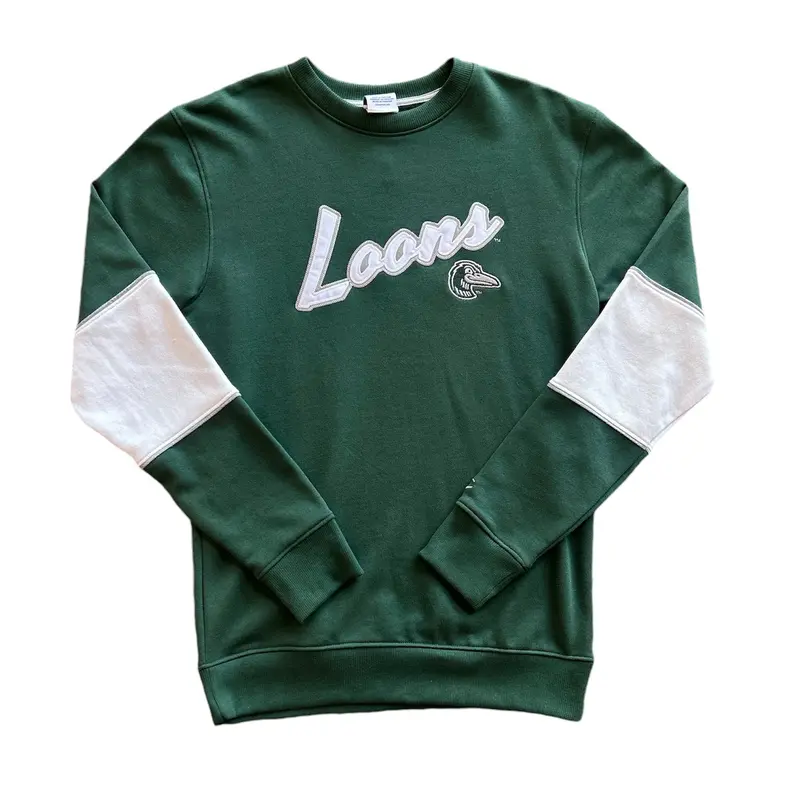Great Lakes Loons Champion Dark Green & Gray Crewneck