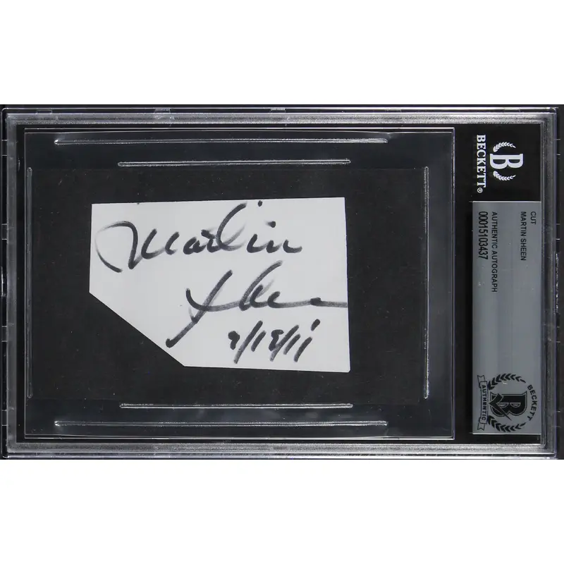 Martin Sheen Apocalypse Now Authentic Signed 2.25x3.25 Cut Signature BAS Slabbed