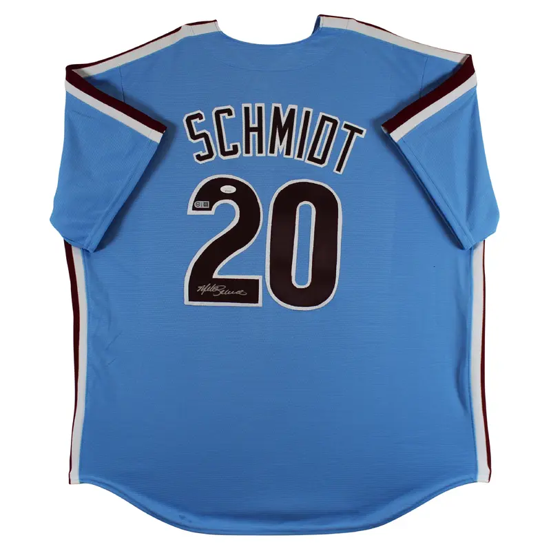 Phillies Mike Schmidt Signed Blue Majestic Cool Base Jersey JSA Wit #WIT215224