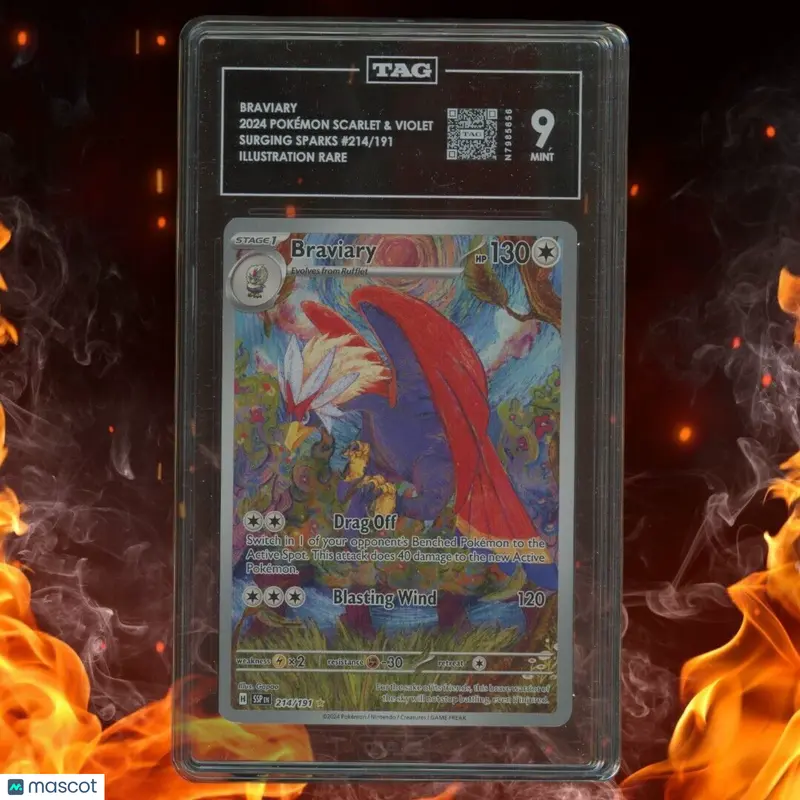 Pokemon Surging Sparks BRAVIARY Illustration Rare 214/191 TAG 9