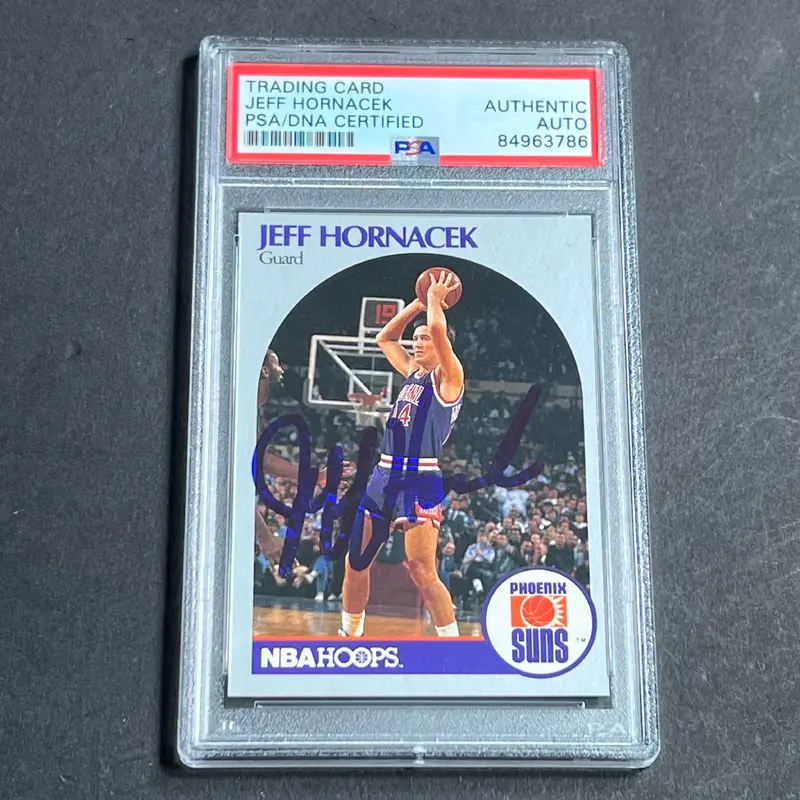 1990-91 NBA Hoops #236 Jeff Hornacek Signed AUTO PSA Slabbed Suns