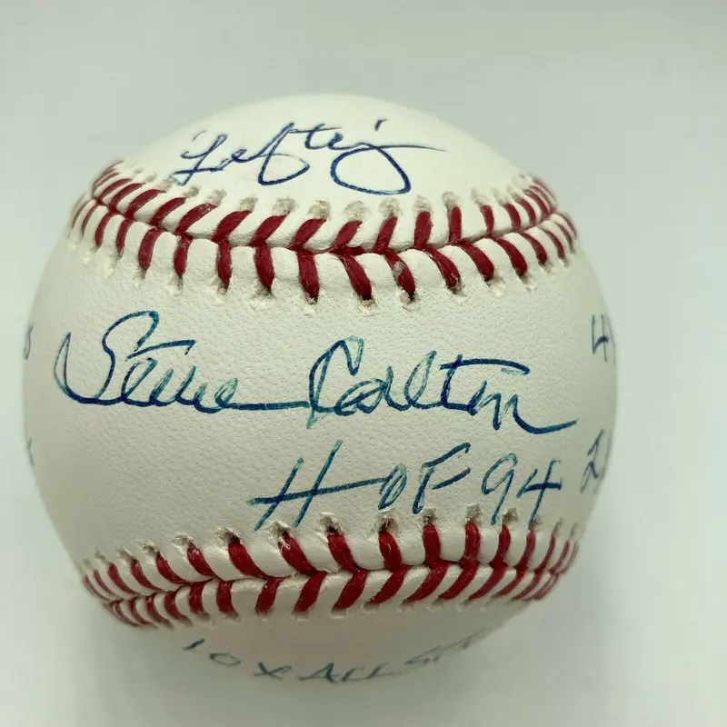 Steve Carlton Signed Heavily Inscribed Stat MLB Baseball With JSA COA