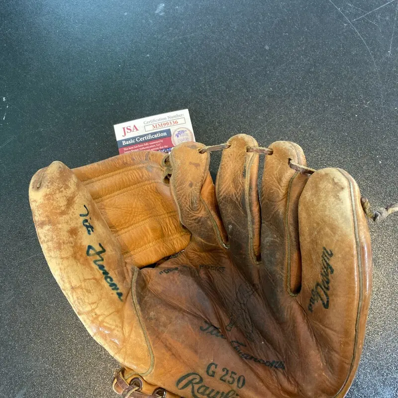 Tito Francona Signed 1950's Game Model Baseball Glove With JSA COA