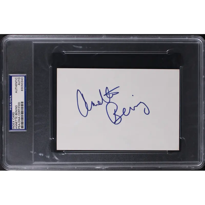 Annette Bening American Beauty Authentic Signed 4x6 Index Card PSA/DNA Slabbed