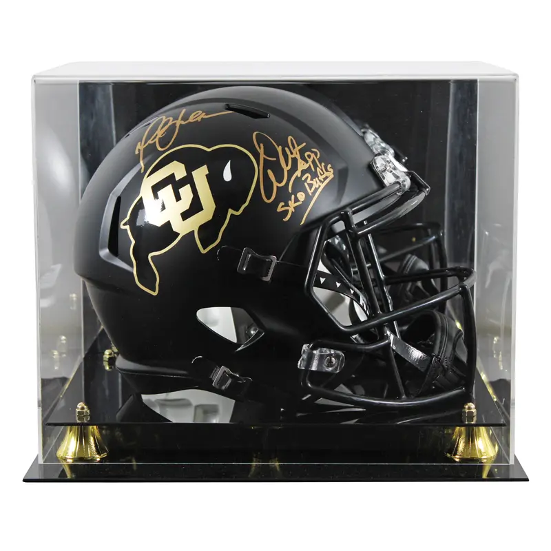 Colorado (2) Sapp & Faulk Signed Black Full Size Speed Rep Helmet W/ Case BAS W