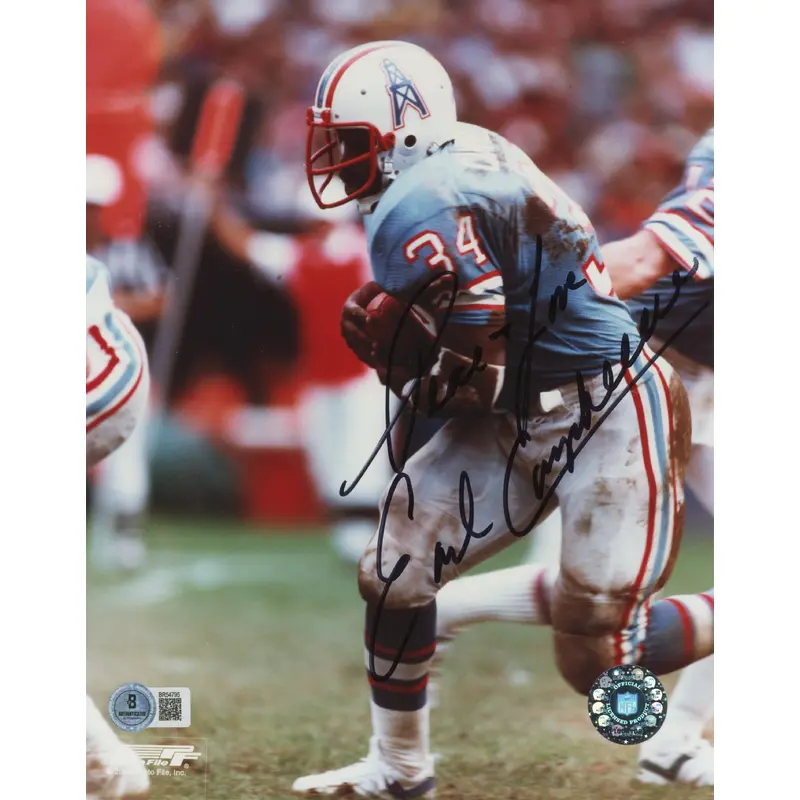 Oilers Earl Campbell "Peace & Love" Authentic Signed 8x10 Photo BAS #BR54795
