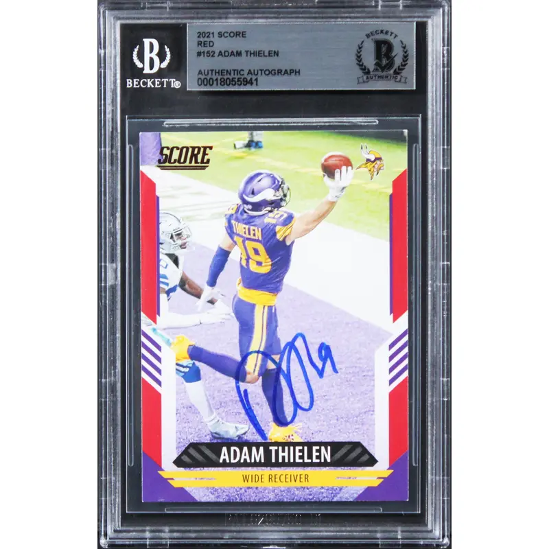 Vikings Adam Thielen Authentic Signed 2021 Score Red #152 Card BAS Slabbed