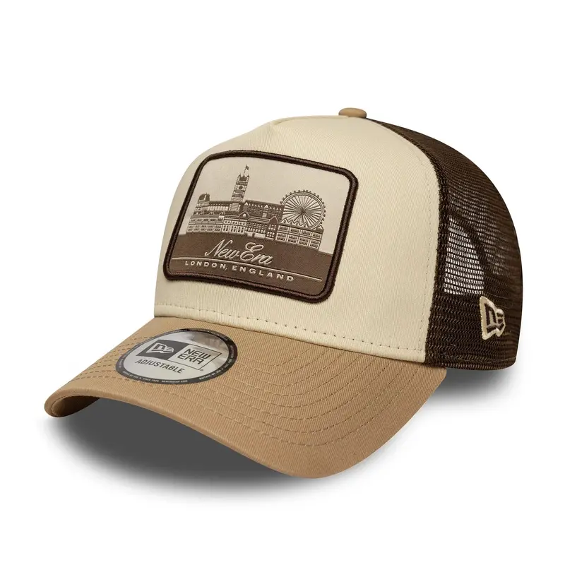 New Era London Light Beige 9FORTY A-Frame Trucker Adjustable Cap