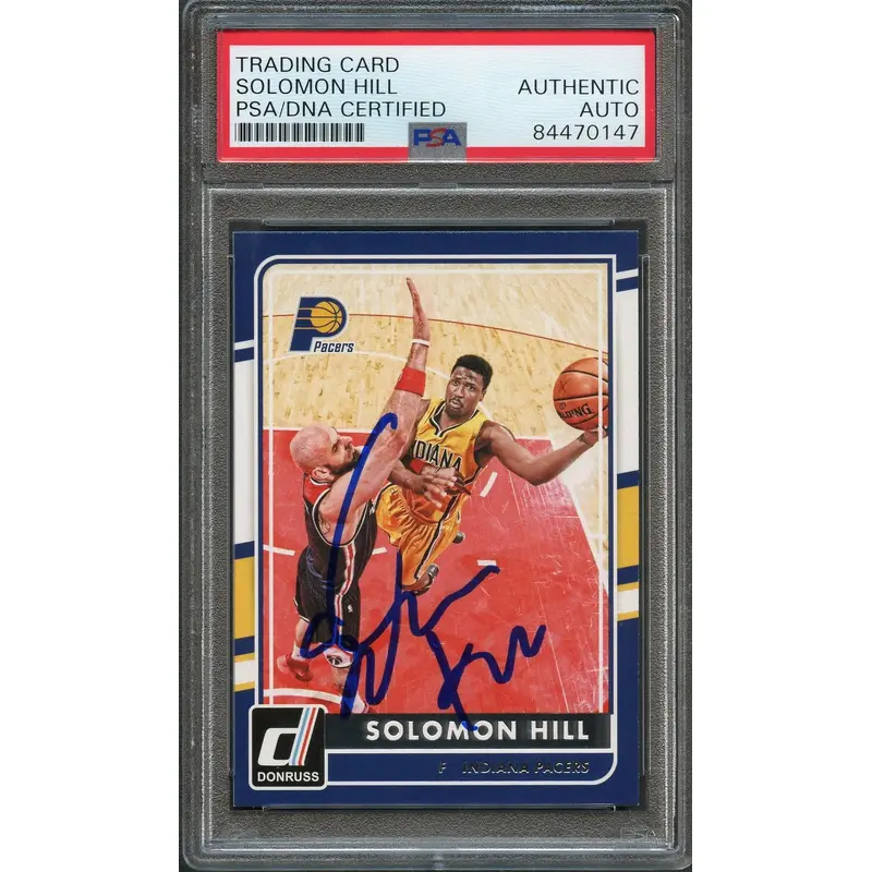 2015-16 Donruss Basketball #106 Solomon Hill Signed Card AUTO PSA Slabbed Pacers