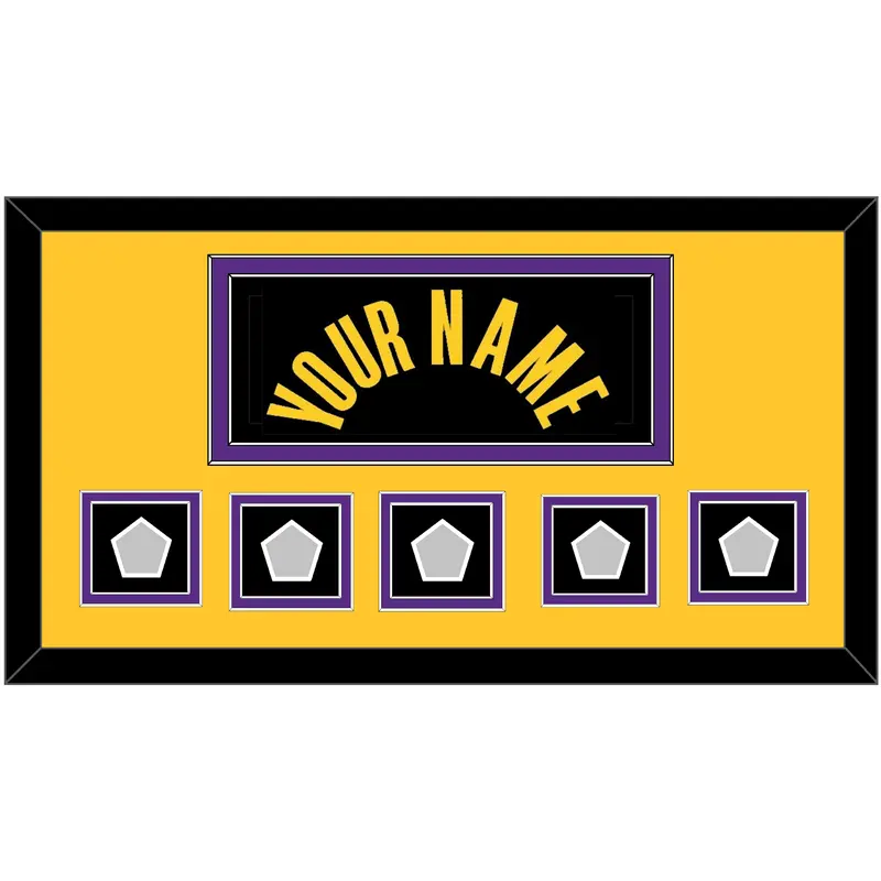 Los Angeles Name & 5 Trophy Patches - Black Mamba (2017-2018, 2020) - Double Mat 5