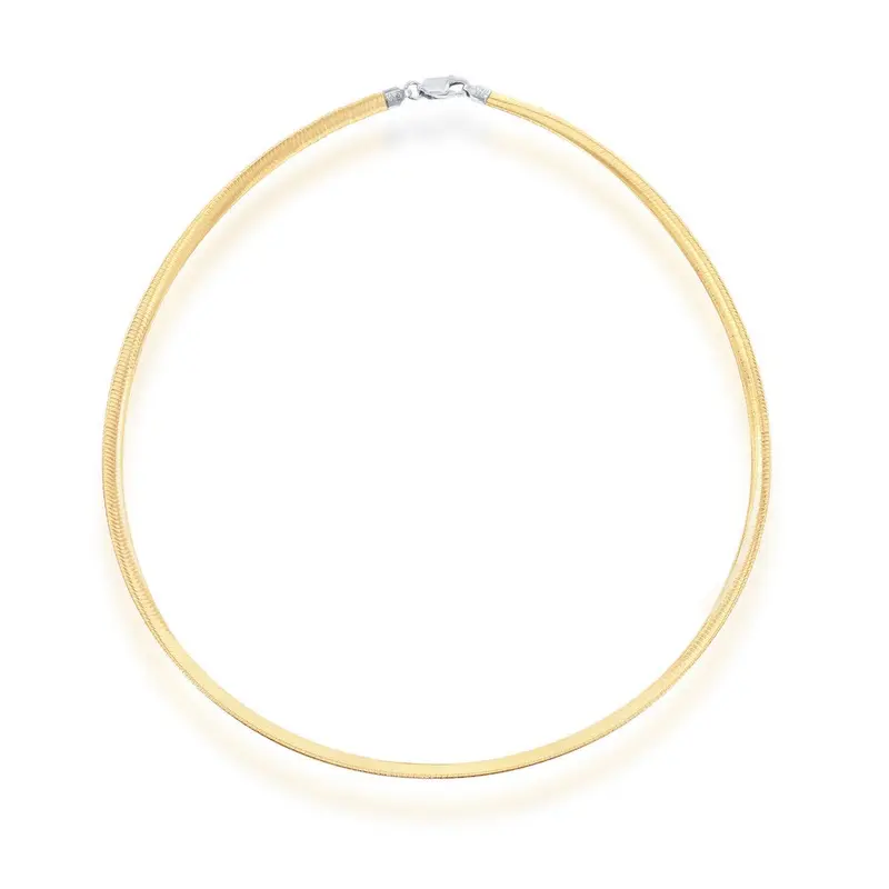 Sterling Silver, 4mm Omega Necklace - Two-Tone Reversible