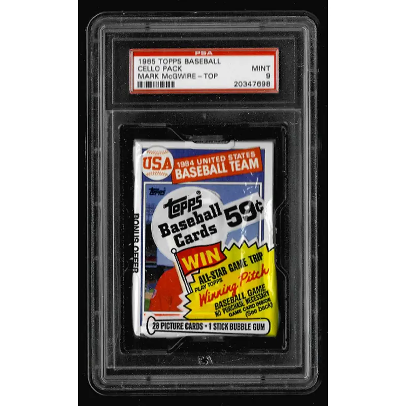 1985 Topps Baseball Unopened Cello Pack PSA 9 Mark McGwire Top *7698