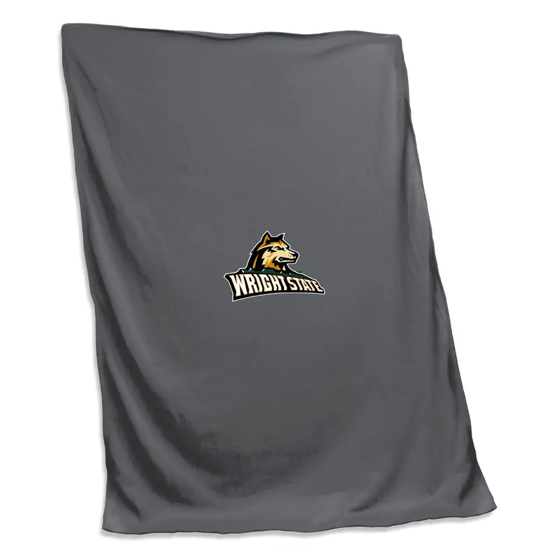 Wright State Charcoal Wolf Head Sweatshirt Blanket (Screened)