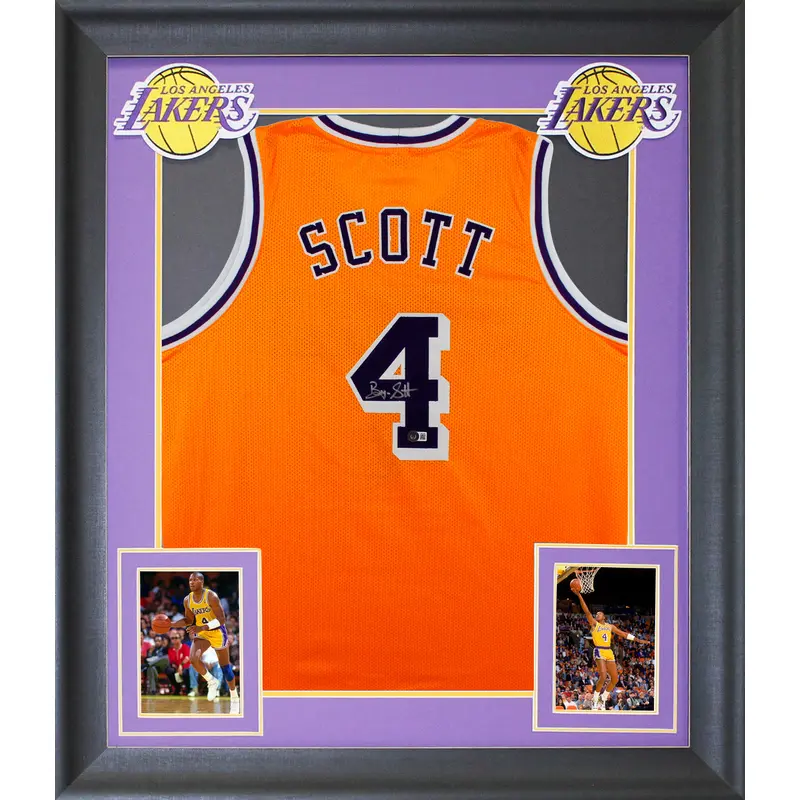 Byron Scott Authentic Signed Yellow Pro Style Framed Jersey BAS Witnessed