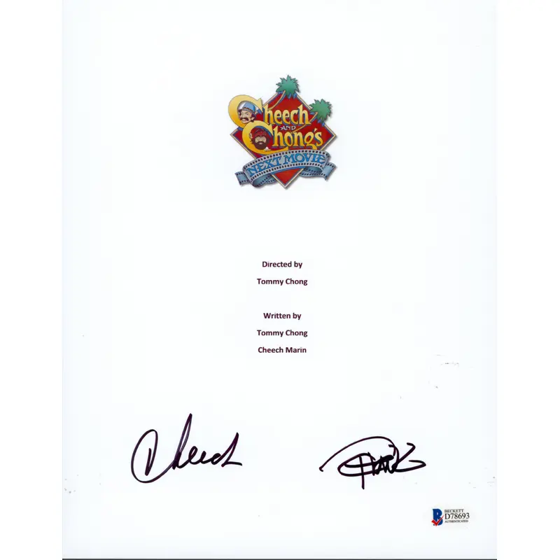 Cheech Marin & Tommy Chong Next Movie Signed 8.5x11 Script Cover BAS #D78693