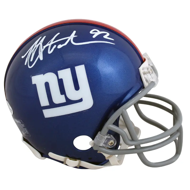 Giants Michael Strahan Authentic Signed Blue Rep Mini Helmet BAS Witnessed