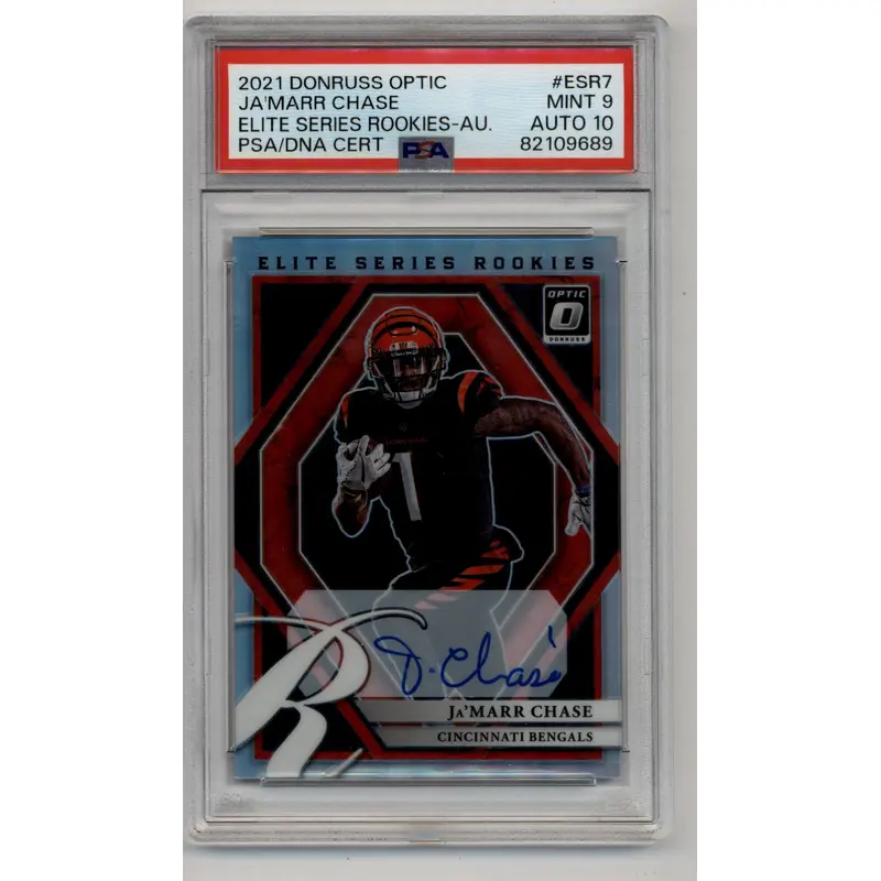 Ja'Marr Chase 2021 Donruss Optic Elite Series Rookies Auto 55/99 PSA 9 Mint