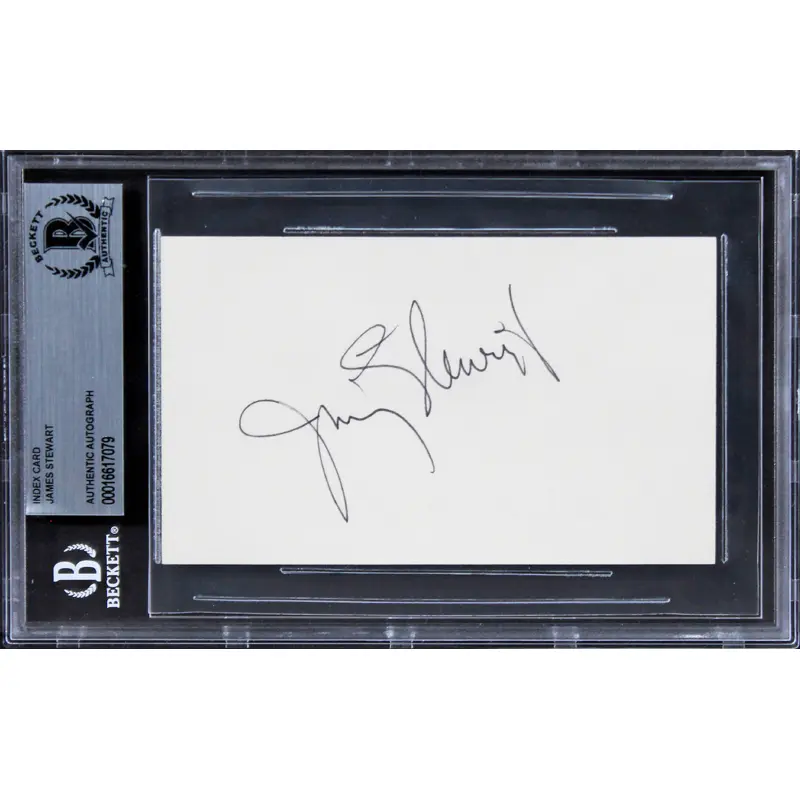 James Stewart It's a Wonderful Life Signed 3x5 Index Card BAS Slabbed 4