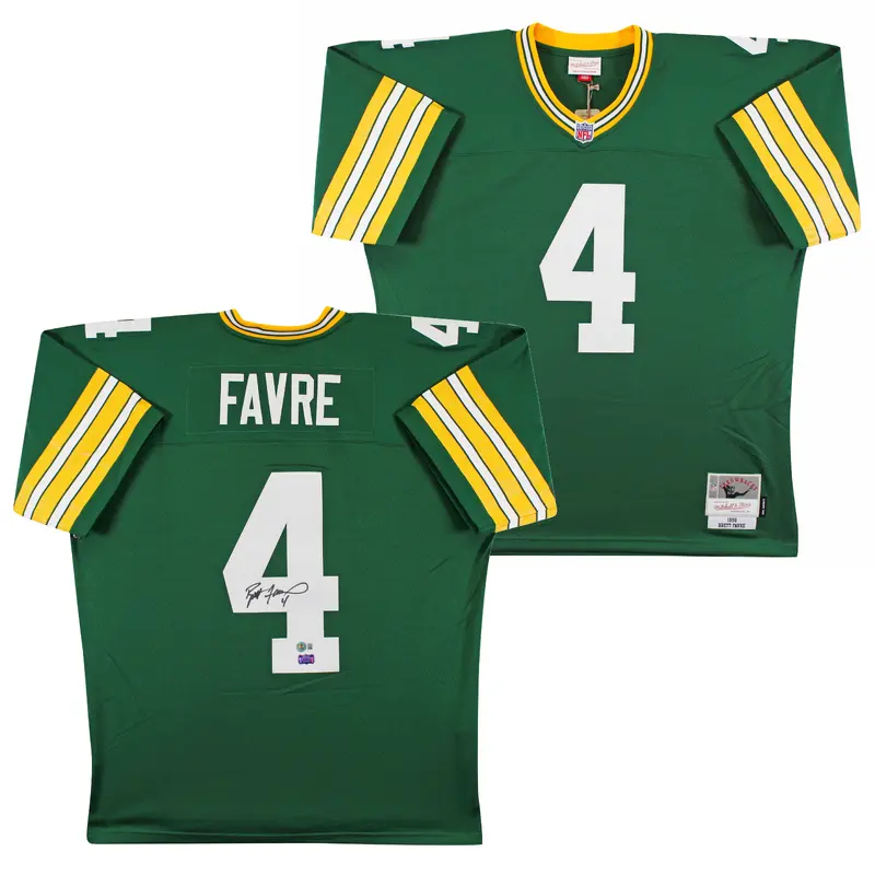 Packers Brett Favre Authentic Signed Green 1996 M&N Throwback Jersey BAS Witness