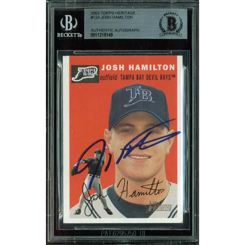 Rays Josh Hamilton Authentic Signed 2003 Topps Heritage #124 Card BAS Slabbed