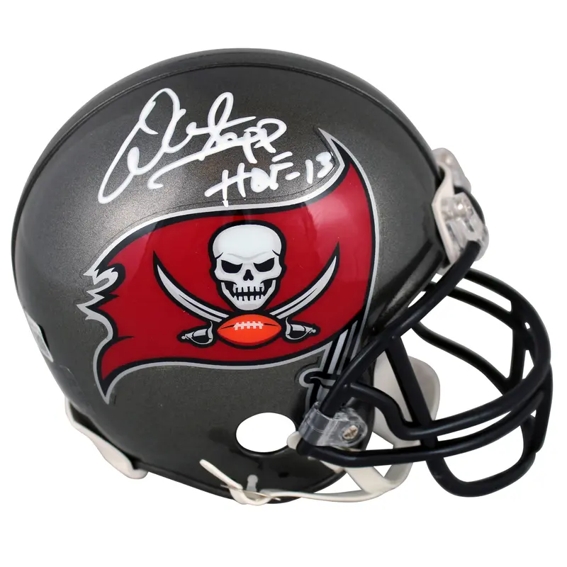 Buccaneers Warren Sapp "HOF 13" Authentic Signed Pewter Rep Mini Helmet BAS Wit