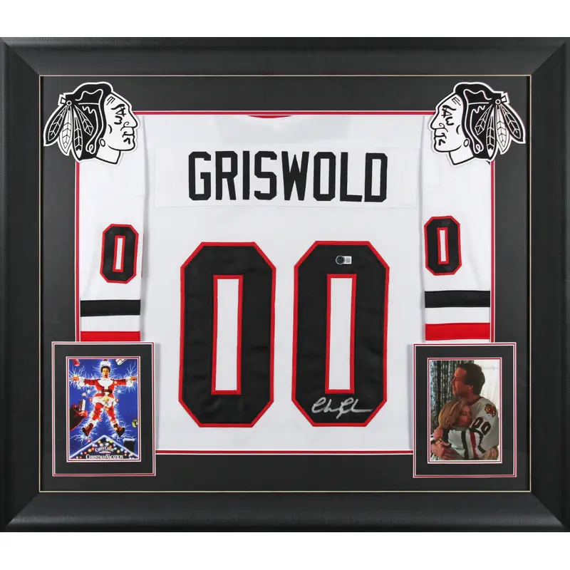 Chevy Chase Christmas Vacation Signed White Santa Clark Framed Jersey BAS Wit 2