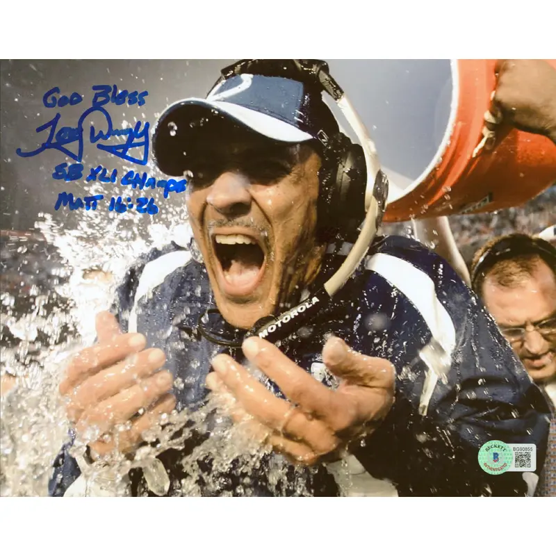 Colts Tony Dungy "God Bless, SB XLI Champs" Signed 8x10 Photo BAS #BG90855