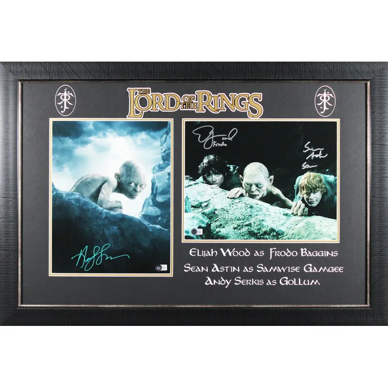 LOTR (3) Astin, Wood & Serkis Authentic Signed 11x14 Photo Framed Display BAS