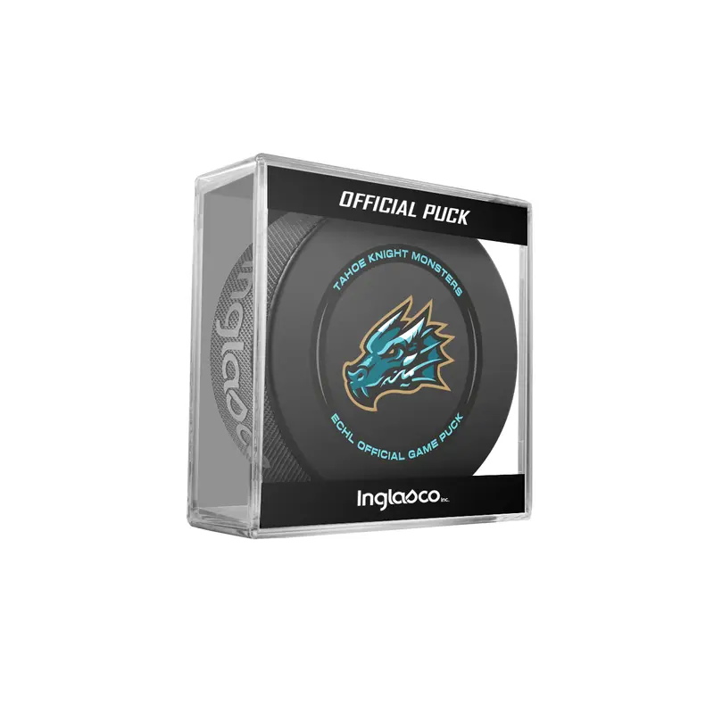 ECHL Tahoe Knight Monsters 2024-25 Official Game Hockey Puck In Cube