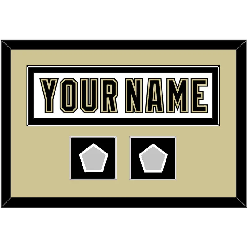 Pittsburgh Nameplate & 2 Stanley Cup Finals Patches - Road White (2007-2016) - Single Mat 2