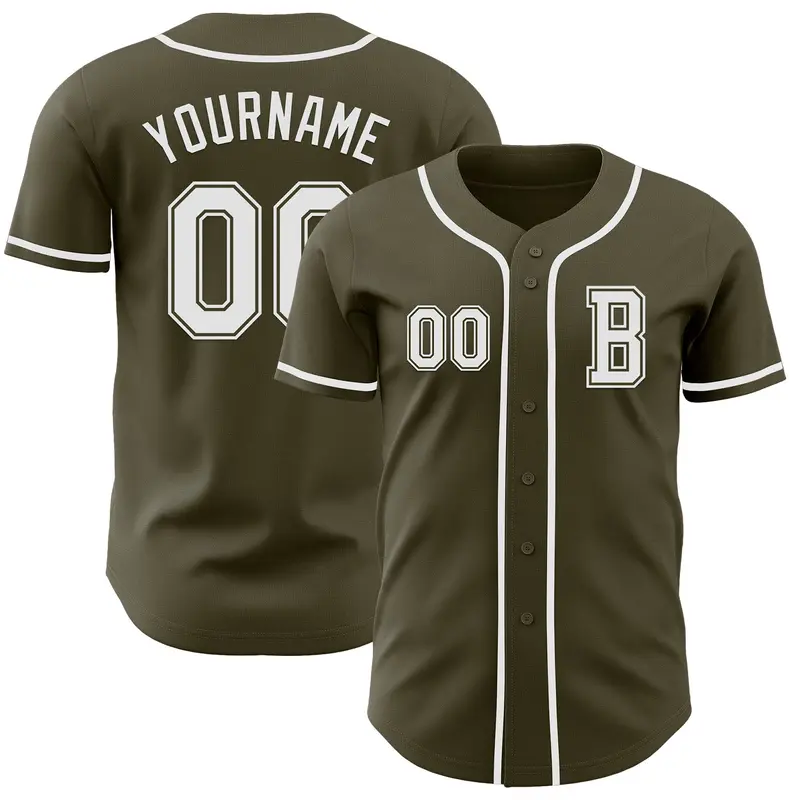 Custom Olive White Authentic Salute To Service Baseball Jersey