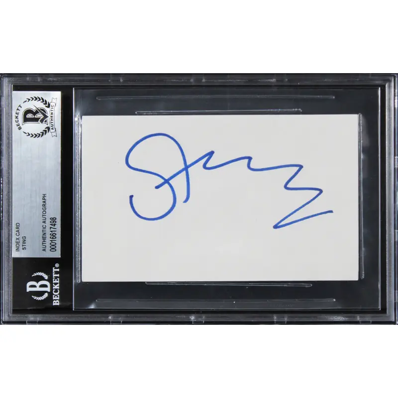 Sting The Police Authentic Signed 3x5 Index Card Autographed BAS Slabbed