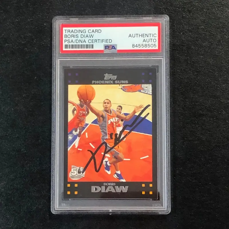 2007-08 Topps 50th Anniversary #63 Boris Diaw Signed Card AUTO PSA Slabbed Suns