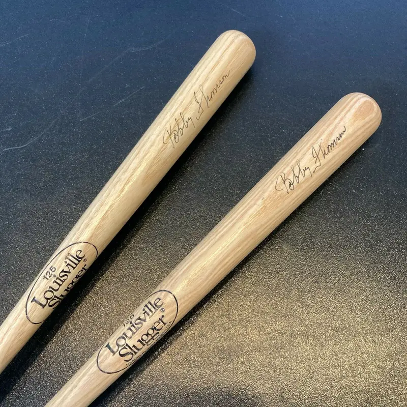 Lot Of (2) Bobby Thomson Signed Autographed Mini Baseball Bats