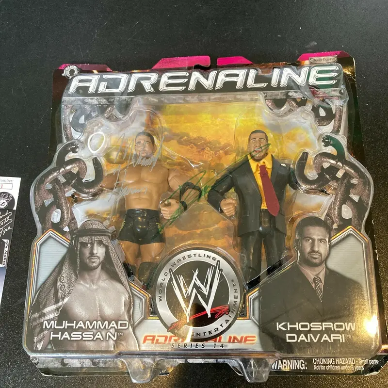 Muhammad Hassan & Khosrow Daivari Signed WWE Wrestling Adrenaline Figure JSA COA