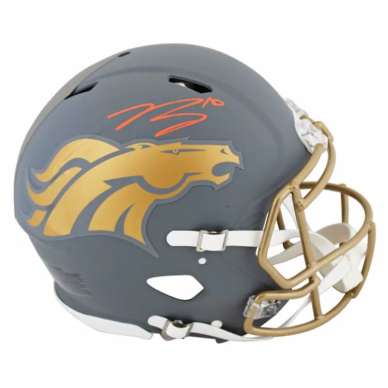 Broncos Bo Nix Authentic Signed Slate Full Size Speed Proline Helmet BAS Witness