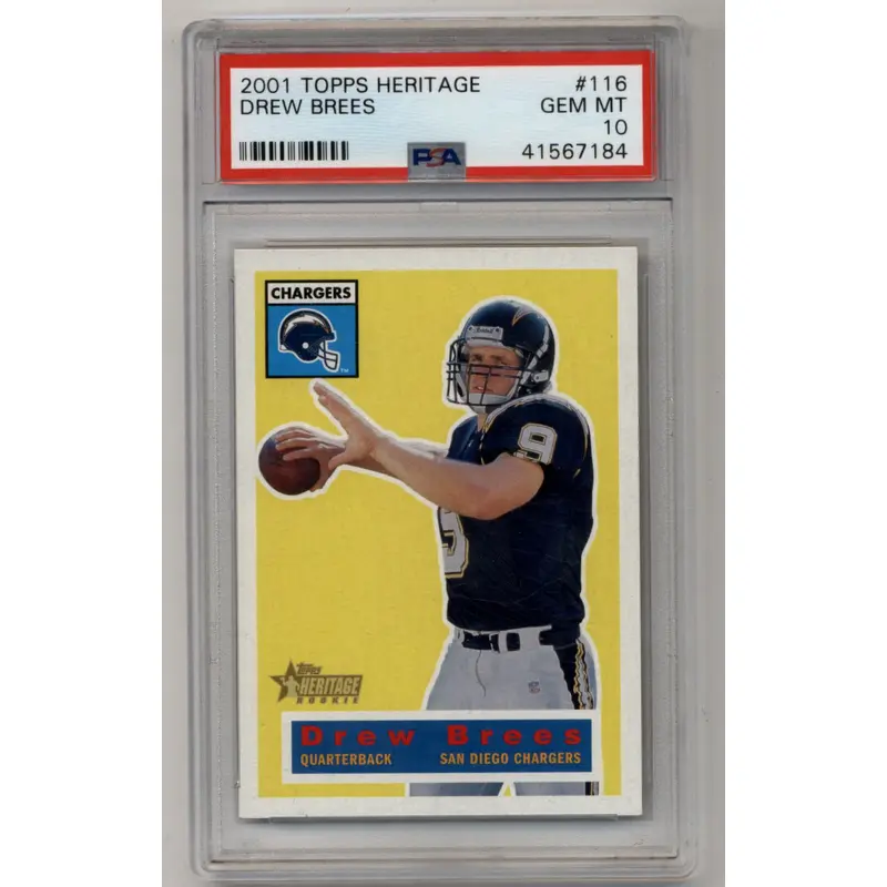 Drew Brees 2001 Topps Heritage 1762/1956 #116 PSA 10 Gem Mint 7184