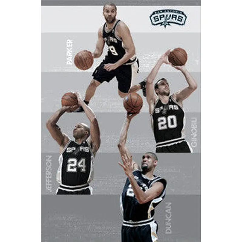 San Antonio Spurs "Quartet" Poster (Duncan, Ginobili, Parker, Jefferson) - Costacos 2009-10