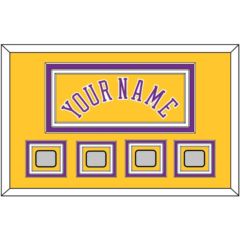 Los Angeles Name & 4 Trophy Patches - Home Yellow (1978-1997) - Triple Mat 2