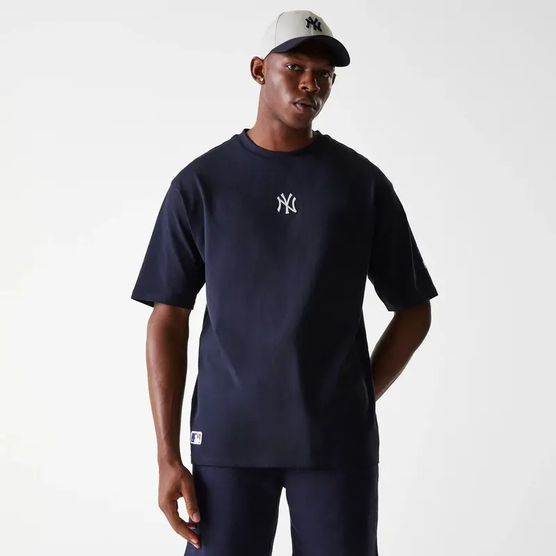 New York Yankees MLB League Essential Navy Oversized T-Shirt