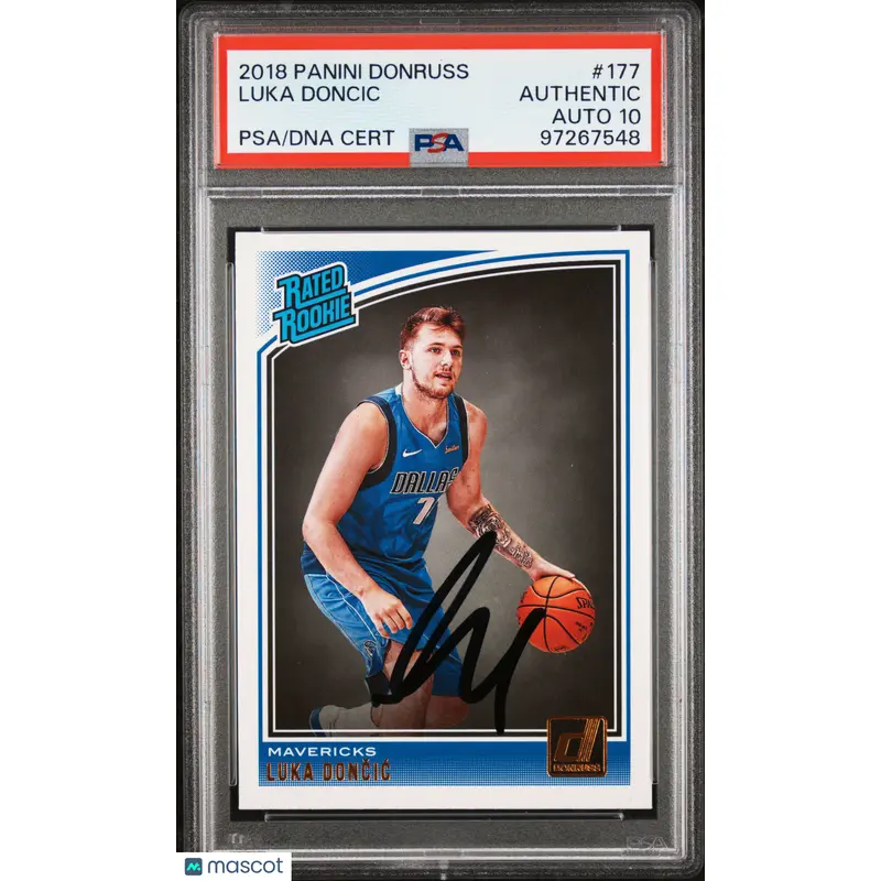 2018 Panini Donruss #177 Luka Doncic signed card PSA A Auto 10 Mavericks
