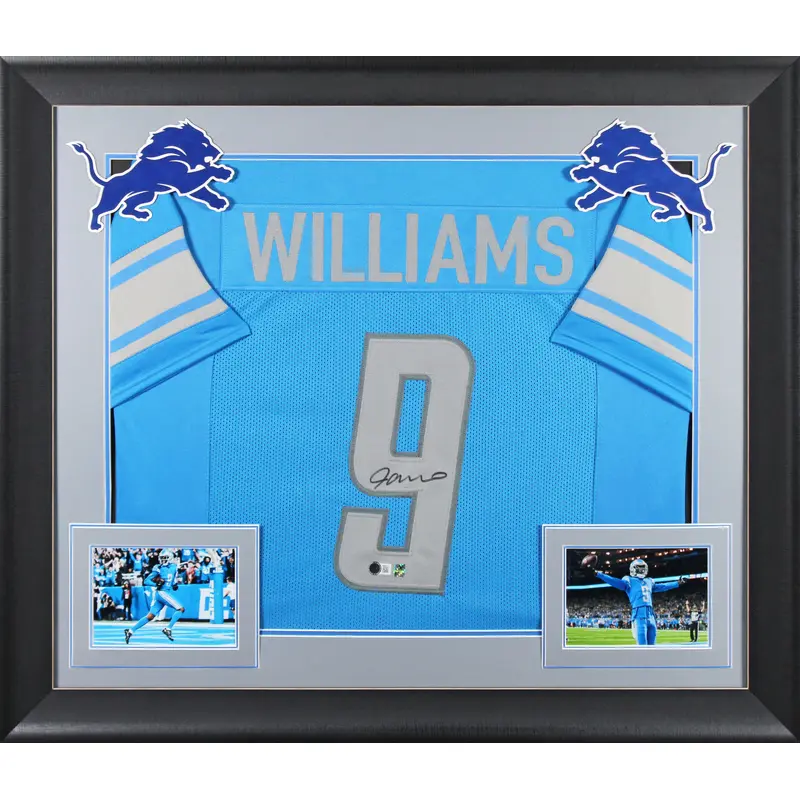 Jameson Williams Authentic Signed Blue Pro Style Framed Jersey BAS Witnessed 2