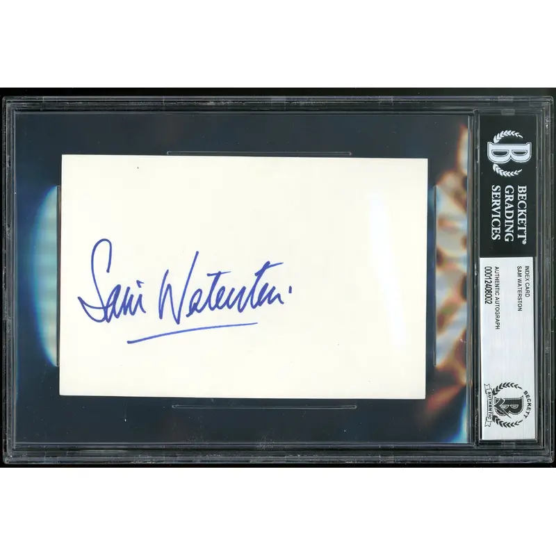 Sam Waterston Law & Order Authentic Signed 4x6 Index Card Autographed BAS Slab