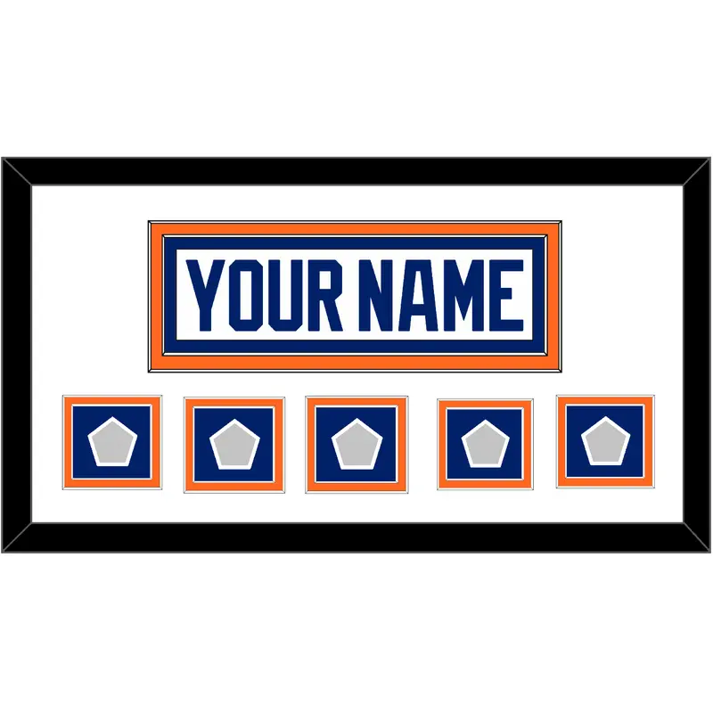 Edmonton Nameplate & 5 Stanley Cup Champions Patches - Home White (1981-1994) - Double Mat 2
