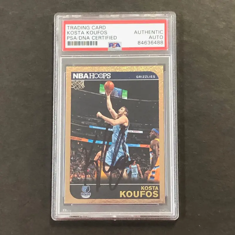 2014-15 NBA Hoops #107 Kosta Koufos signed Card Auto PSA Slabbed Grizzlies