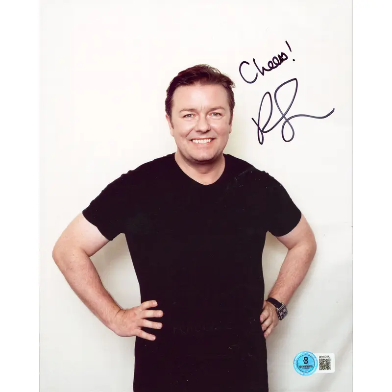 Ricky Gervais The Office "Cheers" Authentic Signed 8x10 Photo BAS #BS20735