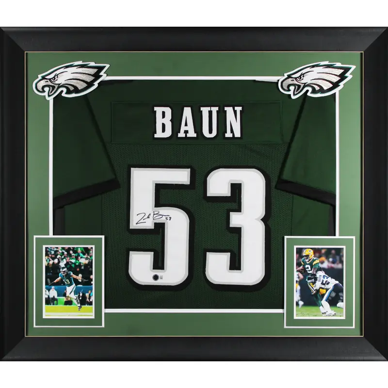 Zack Baun Authentic Signed Green Pro Style Framed Jersey Autographed BAS Witness