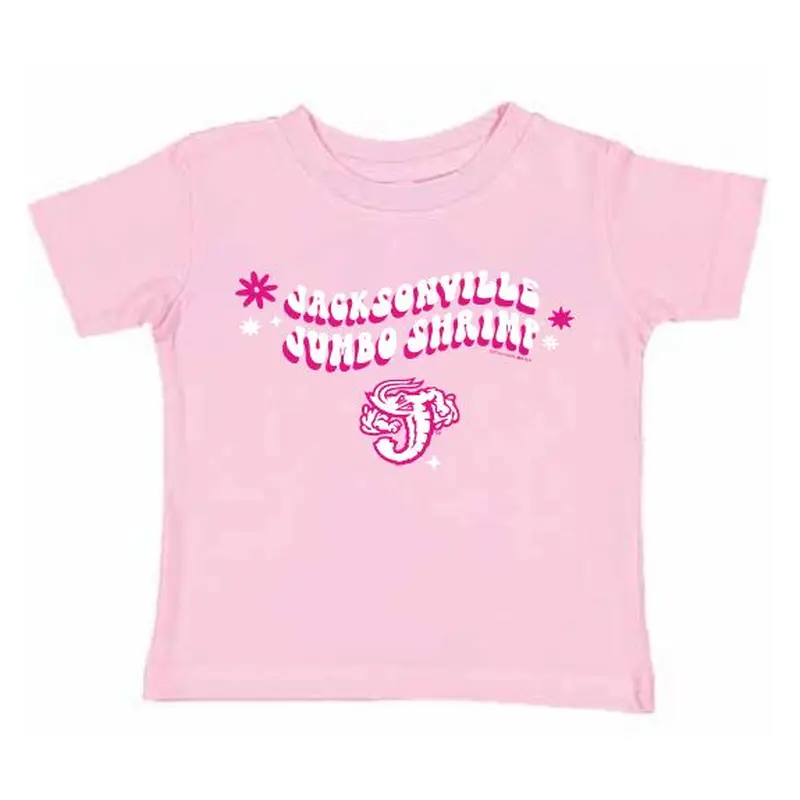 Jacksonville Jumbo Shrimp Soft As A Grape Pink Toddler Groovy Tee