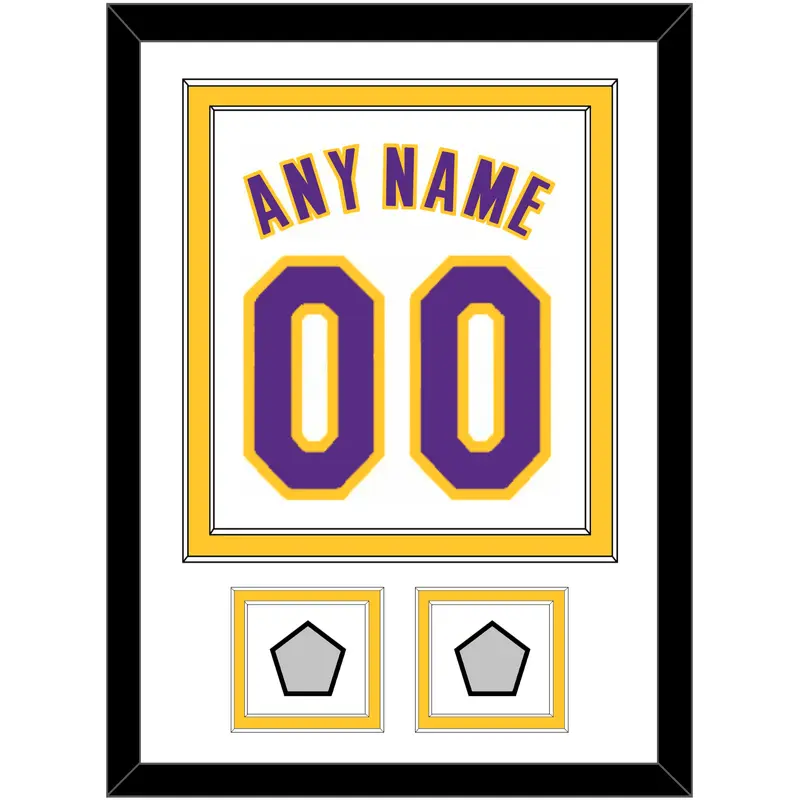 Los Angeles Name & Number With 2 Trophy Patches - Alternate White (2002-2018) - Double Mat 2