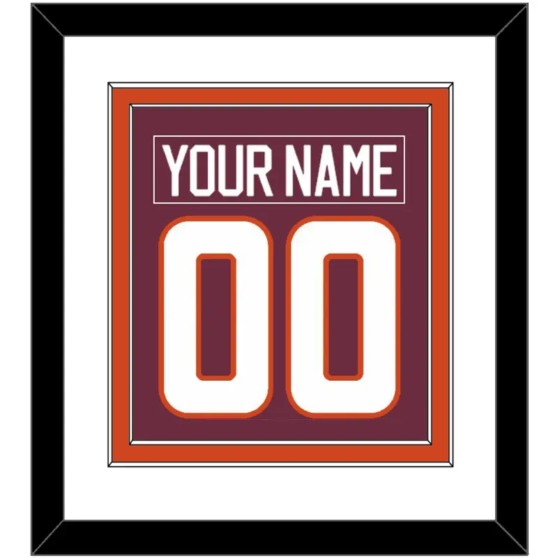 Virginia Tech Hockey Nameplate & Number (Back) Combined - Road Maroon - Double Mat 1